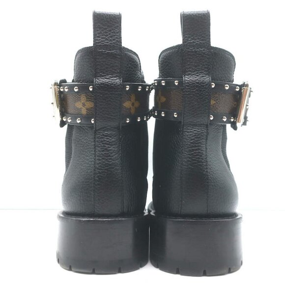 Louis Vuitton Discovery Ankle Boots Black Leather & Monogram Canvas Size 37.5 - Picture 13 of 16